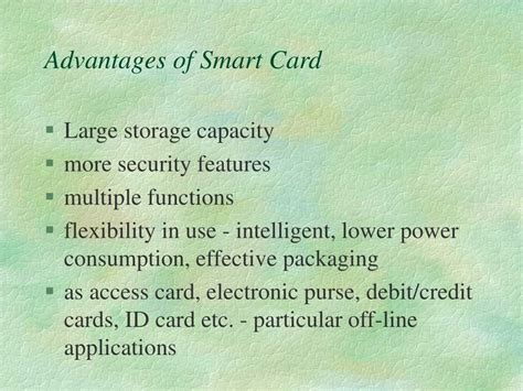 advantages of smart card|memory based smart card.